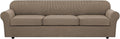H.VERSAILTEX 4 Piece Stretch Sofa Covers for 3 Cushion Couch Furniture Slipcovers for Living Room (1 Base Cover Plus 3 Seat Cushion Covers) Jacquard Fabric Cover (XL Sofa, Macchiato)