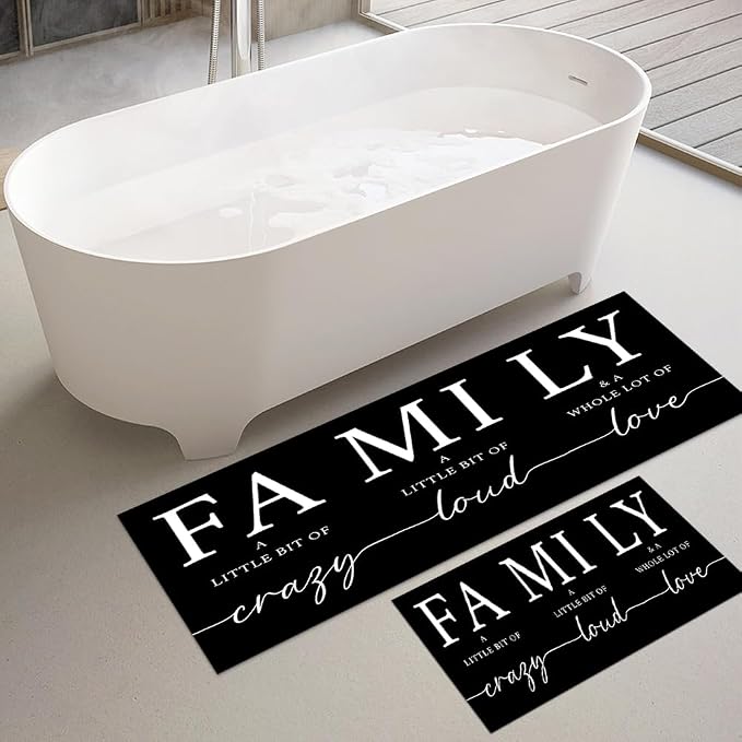GUBIYU Farmhouse Kitchen Rugs and Mat Black Area Rugs for Living Room Dining Room Washable Rug for Bedroom Non Slip Backing Non Shedding Inspirational A Little Bit of Crazy Rugs for Home Office Decor
