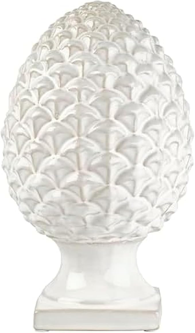 Elements 6.54x6.54x10.94 Inch White Ceramic Pinecone Figurine Durable Design for Everyday Use in Home Kitchen Dining and Entertaining Settings