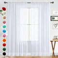 SpaceDresser Basic Rod Pocket Sheer Voile Window Curtain Panels White 1 Pair 2 Panels 38 Width 63 Inch Long for Kitchen Bedroom Children Living Room Yard(White,38 W x 63 L)