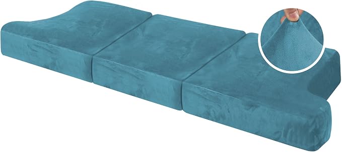 H.VERSAILTEX Stretch Velvet 3 Piece T Cushion Sofa Slipcovers Individually Sofa Cushion Covers for 3 Cushion Couch Seat Cushion Cover for Sofa Seat Cushion Cover Stay in Place(Sofa, Peacock Blue)