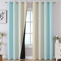 Estelar Textiler Ombre Aqua and Beige Blackout Curtains 96 Inches Long for Sliding Door, Gradient Thermal Insulated Full Light Blocking Grommet Blackout Drapes for Bedroom, 52Wx96L, 2 Panels