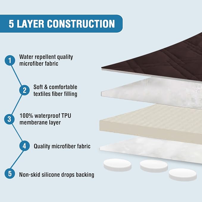 H.VERSAILTEX Chair Sofa Slipcover 100% Waterproof Couch Cover Furniture Protector Cover with Elastic Straps for Pets Kids Children Dog Cat(Chair, Brown)