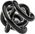 Torre & Tagus Orbit Hand Blown Glass Infinity Knot Sculpture - 3 Inch Glass Art Black Knot Decor Ball for Home Decor, Small Centerpiece Table Decoration for Home Interior (Solid Black)