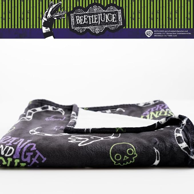 Beetlejuice Halloween Goth Strange & Unusual Bedding Super Soft Cozy Plush Throw, 46 in x 60 in, (Officially Licensed Product) by Franco