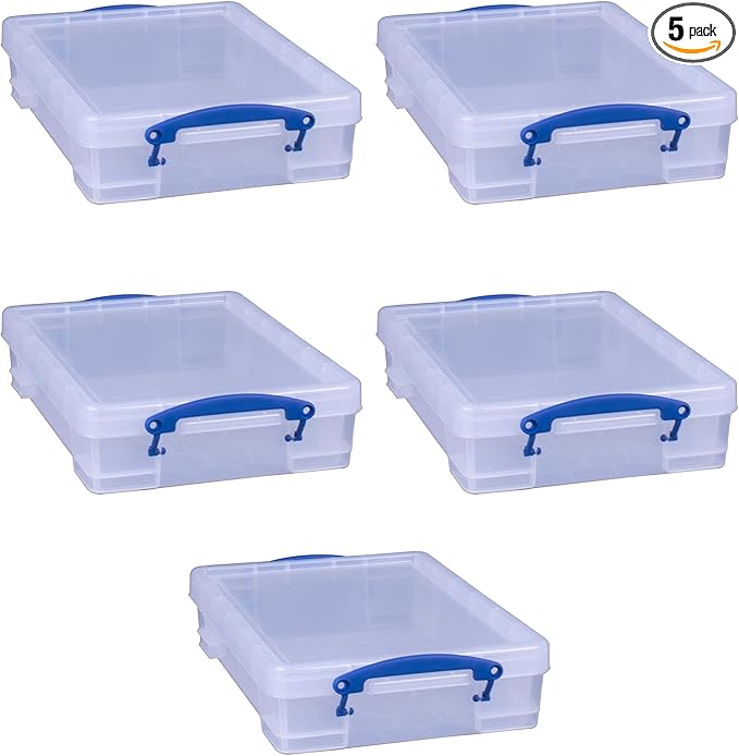 Really Useful Box Stackable Box, Clear (5 Pack)