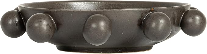 Bloomingville 9.75 Inches Stoneware Bowl with Orbs and Reactive Glaze, Black