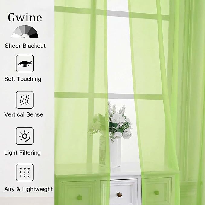Gwine Sheer Curtains for Bedroom 54 inches Long - Image 4