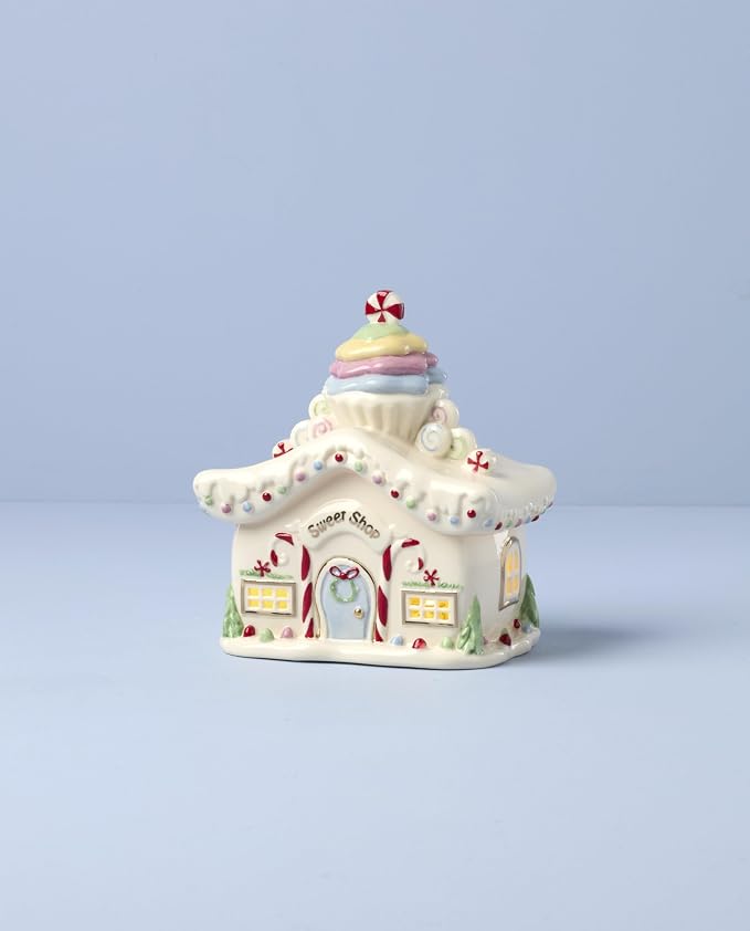 Lenox Who-Ville Sweet Shop Grinch Light-Up Christmas Figurine | porcelain, 6.25 inch height | requires 3 aaa batteries | collectible gift for dr. seuss and grinch fans