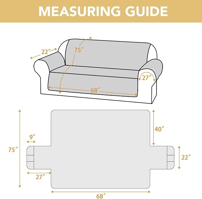 H.VERSAILTEX 100% Waterproof Couch Cover Thick Durable Sofa Slipcover with Storage Pocket Triple Nonslip Furniture Protector for Dogs, Children, Pets, Machine Washable (Sofa, Lily Pad)