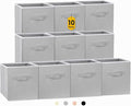 Criusia Storage Cubes, 11 Inch Cube Storage Bins for Shelves (10 Pack), Fabric Collapsible Storage Bins with Dual Handles, Foldable Cube Baskets for Magazines, Closet Organizers and Storage Box (Grey)