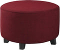 H.VERSAILTEX Ottoman Cover Stretch Ottoman Slipcover Round Ottoman Storage Cover Folding Stool Covers Furniture Protector Cover for Footrest Ottoman Fit Dia 30" - 41", Burgundy Red