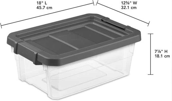 Sterilite Modular Stacker Box with Latching Lid, 16 Quart, 6-Pack | Clear Plastic Storage Bins - Stackable Organizing Container Boxes for Closet, Bathroom, and Office