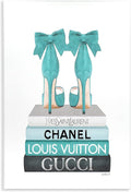 Stupell Industries 'Turquoise Bow Heels on Books'| Wall Plaque Art | Stupell Industries | 10 x 15 Inches, Easy to Hang and Sturdy, Made in USA, by Amanda Greenwood