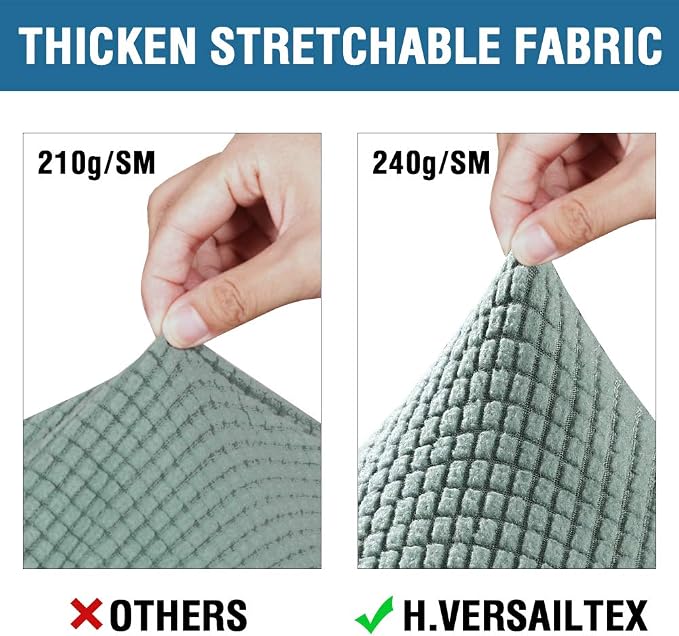 H.VERSAILTEX 3 Piece Stretch Sofa Covers for 2 Cushion Loveseat Couch Covers for Living Room Sofa Slipcovers (Base Cover Plus 2 Seat Cushion Covers) Thicker Jacquard Fabric(Medium Sofa, Sage)