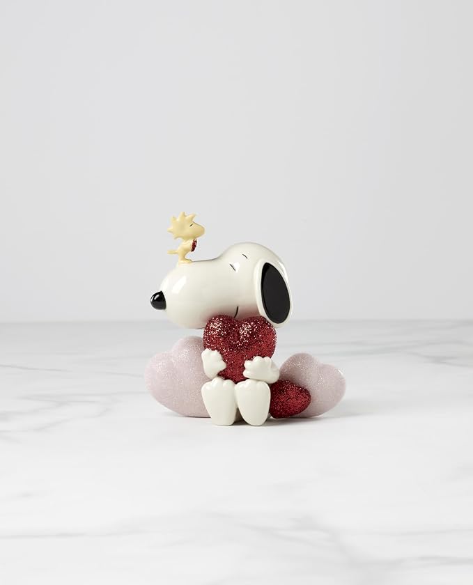 Lenox Peanuts Snoopy Love Valentine's Day Figurine | hand-painted ivory china with gold accents | 4.75 inch height | collectible gift for snoopy fans, gift for women