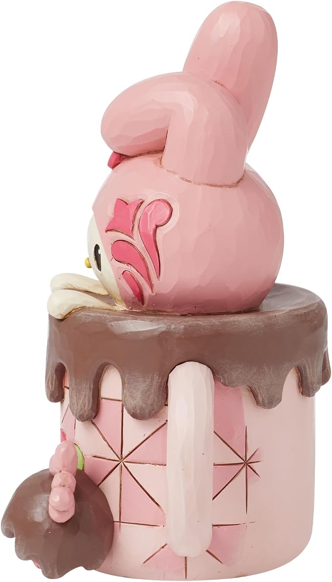 Enesco Sanrio by Jim Shore My Melody in Hot Cocoa Cup Personality Pose Figurine- Stone Resin Hand Painted Crafted Collectible Hello Kitty Figurines Home Decor Statue, 5 Inch