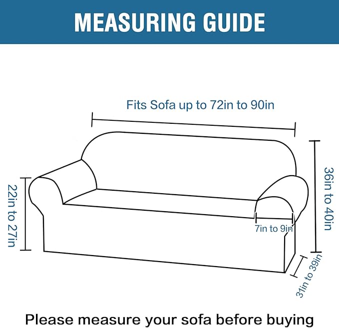 H.VERSAILTEX Stretch Velvet Sofa Covers for 3 Cushion Couch Covers Sofa Slipcovers Furniture Protector Soft with Non Slip Elastic Bottom, Crafted from Thick Comfy Rich Velour (Sofa 72"-90", Gray)