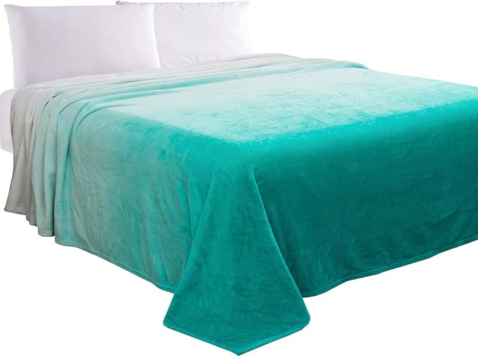 Elegant Comfort Luxury Velvety Feel Blanket, All-Season Lightweight Blanket, Ultra Plush, Soft, Cozy-Fuzzy Flannel Fleece for Couch, Sofa, Bed, Travel, Ombre Design, Twin/Twin XL, Tiffany