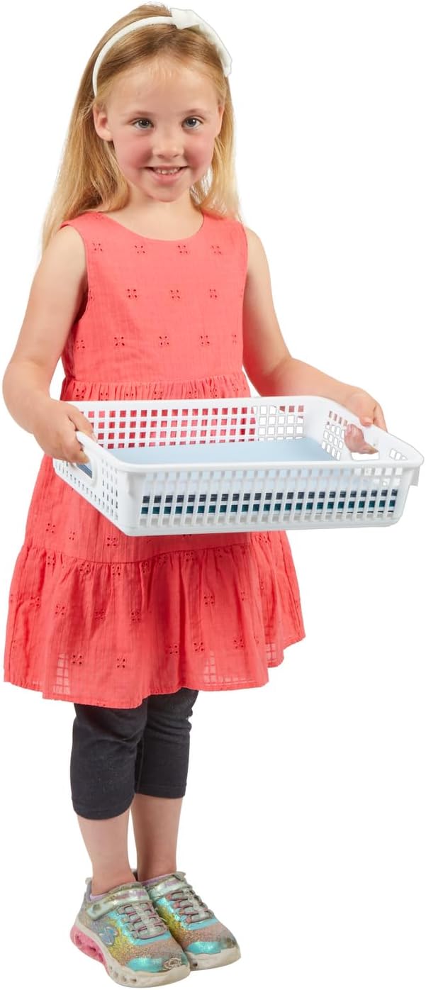 Really Good Stuff Small Desktop Paper Storage Baskets, 14" x 10" x 3.25" | 6-Pack, Neon Group Colors, Mesh Baskets for Classroom or Home, Secure Papers Crease-Free