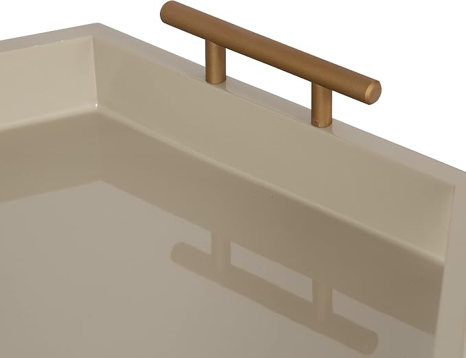 Kate and Laurel Lipton Modern Hexagon Tray; 18 x 18; Sand; Midcentury Decorative Serving Tray for Storage and Display