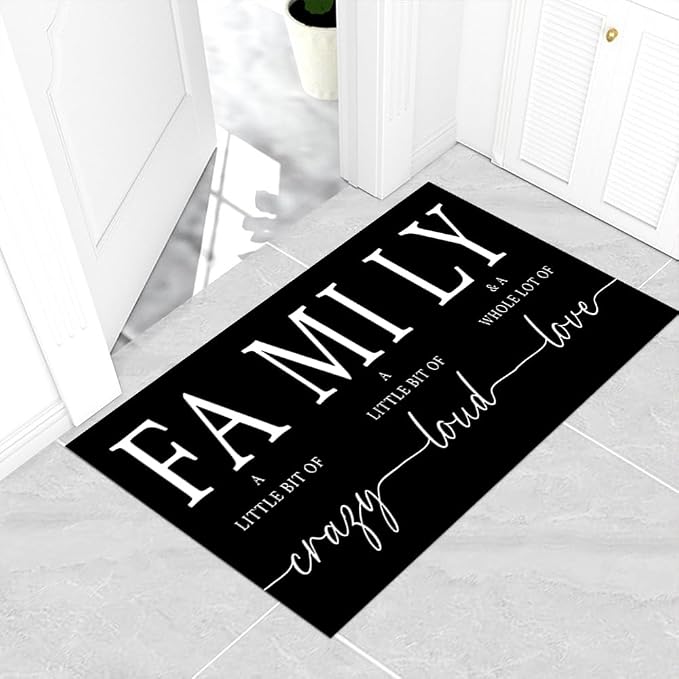 GUBIYU Black Area Rugs for Living Room Washable Rug for Bedroom Non Slip Backing Non Shedding Inspirational A Little Bit of Crazy Rugs for Home Office Decor Floor Carpet for Dining Room 23.6"x35.4"