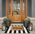 LEEVAN Black and White Outdoor Rug 2.3' x 3.6', Washable Striped Front Porch Rugs, Cotton Woven Layered Front Door Mat, Farmhouse Entryway Rug Reversible Foldable Indoor Doormat for Layered