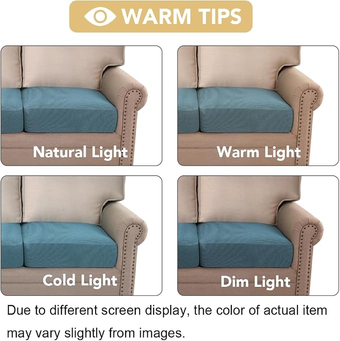 H.VERSAILTEX Super Stretch Individual Seat Cushion Covers Sofa Covers Couch Cushion Covers Slipcover Sets Thick Jacquard Textured Twill Fabric (1 Piece Chair Cushion Cover, Storm Blue)