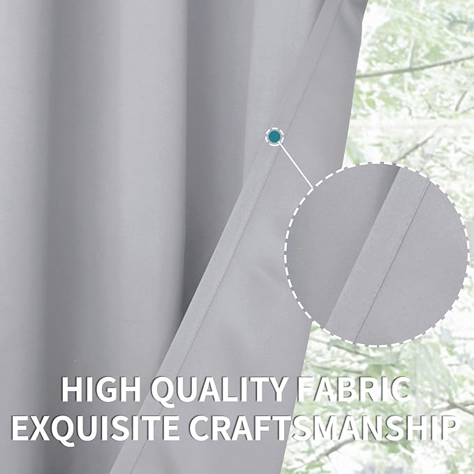 BGment Room Darkening Curtains 95 Inches Long - Grommet Thermal Insulated Drapes Window Treatment Curtains for Bedroom, 2 Panels, 52 x 95 Inch, Light Grey