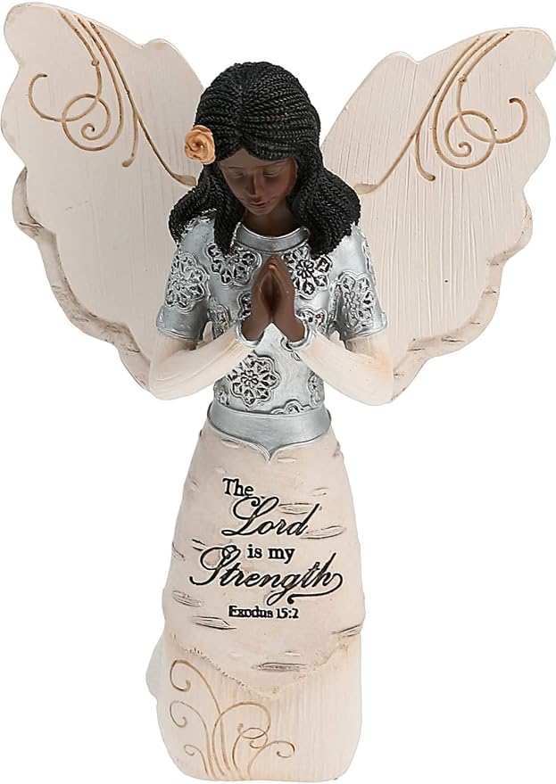 Elements 82324 Prayer Collectible Figurine, Ebony Kneeling and Praying Angel, 5-1/2-Inch