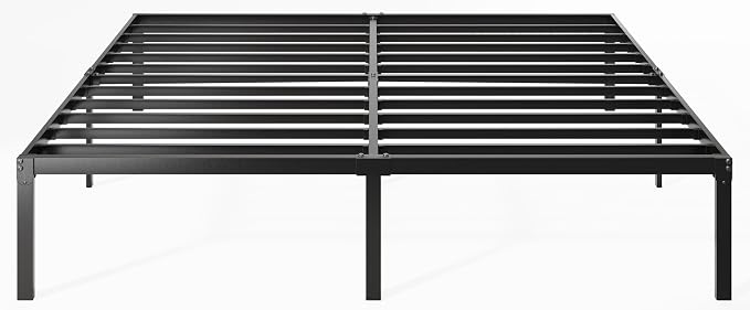 Allewie King Size Bed Frame, 14 inch Metal Beds with Storage Space, Black | Heavy-Duty Metal Platform Beds, Large Under-Bed Storage Space, No Box Spring Needed, Easy Assembly