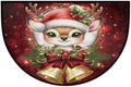 cfpolar Christmas Deer Bells Holly Half Round Door Mat Outdoor Entrance Large 24"x36" Half Circle Welcome Entrance Way Mat Semi Circular Front Door Mat Area Rug for Garage, Patio, High Traffic Areas