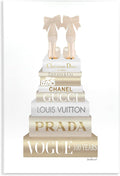 'Cream Bow Heels High Fashion Glam Bookstack'| Wall Plaque Art | Stupell Industries | 10 x 15 Inches, Easy to Hang and Sturdy, Made in USA, by Amanda Greenwood