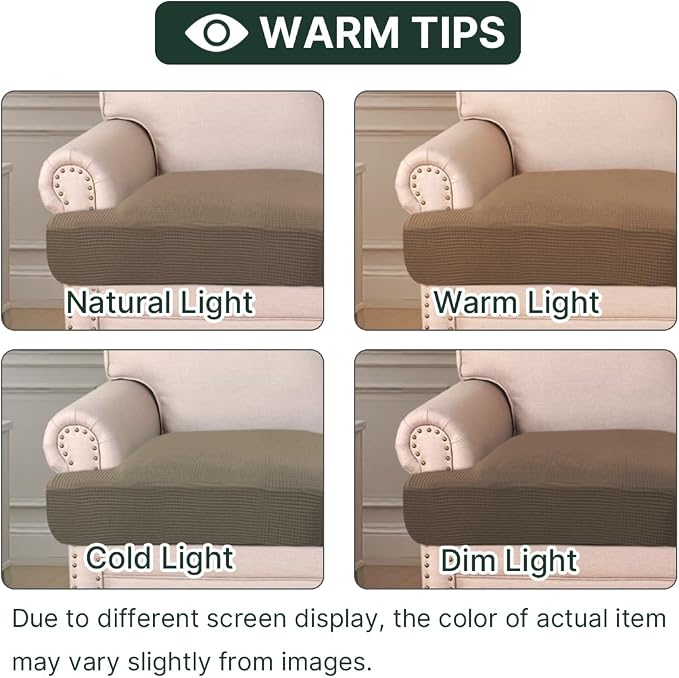 H.VERSAILTEX Stretch 3 Piece T Cushion Sofa Slipcovers Individually Sofa Cushion Covers for 3 Cushion Couch Sofa Seat Cushion Covers with Elastic Bands Featuring Thicker Jacquard Fabric, Macchiato