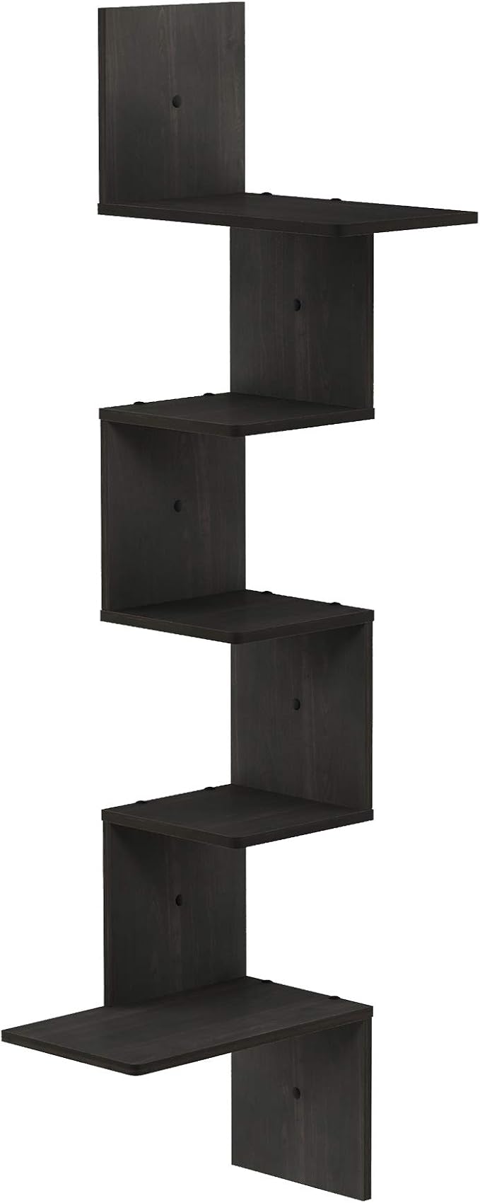 Furinno Rossi Wall Mounted Shelves, 5-Tier Rectangle, Espresso/Black
