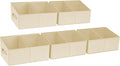 DIMJ Closet Storage Bins, 5 Pack Storage Baskets for Shelves, Foldable Closet Organizer with Handle, Linen Closet Organizers and Storage for Clothes, Toys, Towel, Books (Beige)