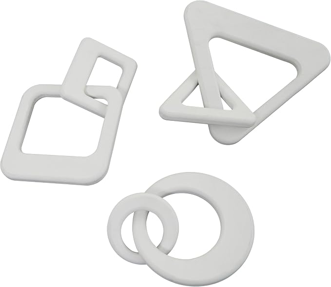 CosmoLiving by Cosmopolitan Wood Chain Decorative Sculpture Home Decor Statues, Set of 3 Accent Figurines 10", 13", 11" W, White