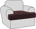 H.VERSAILTEX Stretch Velvet T Cushion Chair Covers for Living Room Armchair Sofa Cover Couch Cover Slipcover T Cushion Seat Cover Stay with Elastic Bands(Armchair, Brown)