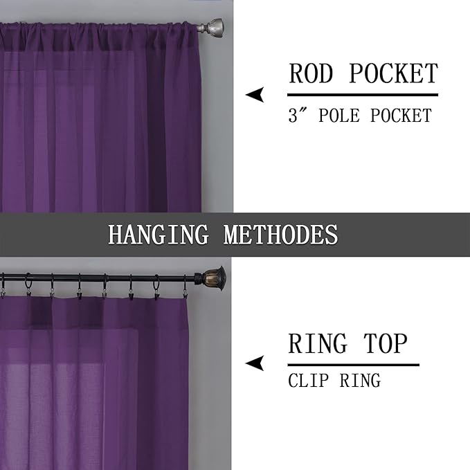 Tollpiz Sheer Tier Curtains Kitchen Linen Textured Half Curtain Sheers Light - Image 5