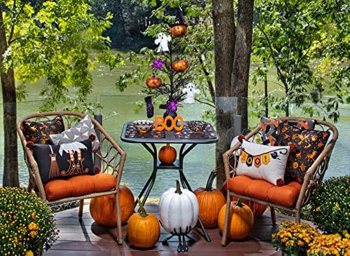 Pillow Perfect Indoor Appliquéd Halloween Tabs Lumbar Throw Pillow, 17.5” x 17.5”, Black