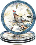 Harvest Gatherings 11" Ceramic Dinner Plates, Set of 4 – Autumn Wildlife Pheasant Theme – Rustic Farmhouse Tableware for Thanksgiving, Fall Dinners, Holiday Meals, and Nature-Inspired Entertaining by CERTIFIEDINTERNATIONAL