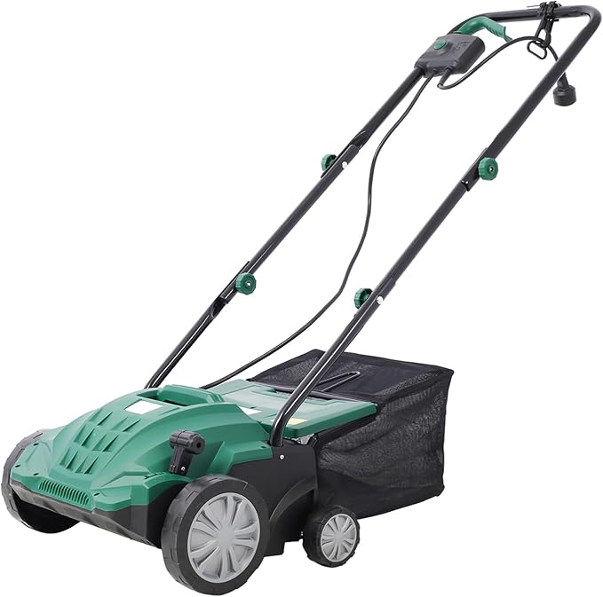 2 in 1 Electric Lawn Dethatcher Scarifier 13-Inch 12 Amp Garden Scarifier with 31.7QT Removable Collection Bag for Lawn Main