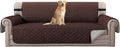 H.VERSAILTEX Sofa Slipcover for Dog/Cat/Pets Sofa Cover Quilted Furniture Protector with Non Slip Elastic Strap Water Resistant Sofa Cover Couch Cover Seat Width to 78"(Oversized Sofa, Brown/Beige)