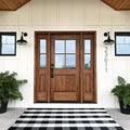Buffalo Plaid Outdoor Rug, 3'x5' Black and White Check Indoor/Outdoor Area Rugs, Layering Rug for Hello/Welcome Door Mat, Washable Cotton Woven Farmhouse Mat for Christmas Front Porch Décor
