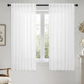 MIULEE White Linen Curtains Short 60 Inch Length 2 Panels by MIULEE