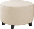 H.VERSAILTEX Ottoman Cover Stretch Ottoman Slipcover Round Ottoman Storage Cover Folding Stool Covers Furniture Protector Cover for Footrest Ottoman Fit Dia 20" - 23", Natural
