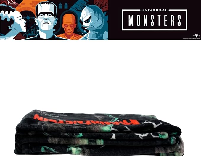 Universal Monsters Frankenstein Halloween Horror Throw Blanket, Super Soft Cozy Plush Bedding, 50" x 70", (Officially Licensed Product) by Franco