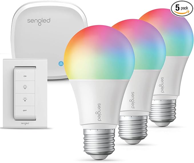 Sengled Smart Light Bulbs, Alexa Light Bulbs RGB Color Changing, Smart Bulb That Compatible with Alexa, Google Home, 3 Pack Starter Kit with Smart Switch, A19 E26 Dimmable LED 60W Equivalent, 800LM