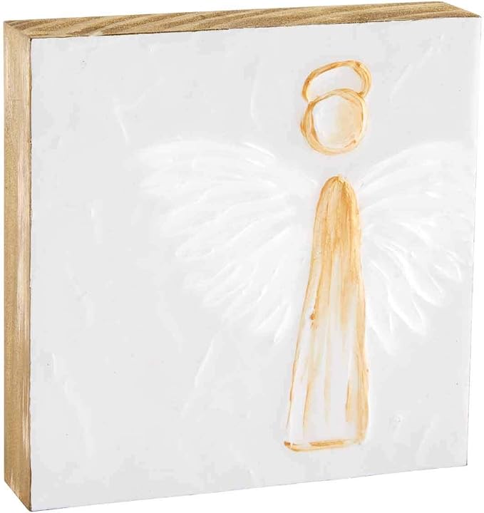Mud Pie Angel Block Art (Tall), White