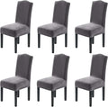 H.VERSAILTEX Velvet Dining Chair Covers Stretch Chair Covers for Dining Room Set of 6 Parson Chair Slipcovers Chair Protectors Covers Dining, Soft Thick Solid Velvet Fabric Washable, Grey